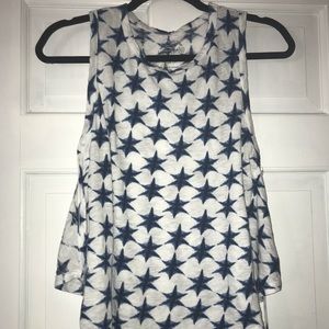 Blue and White sleeveless top